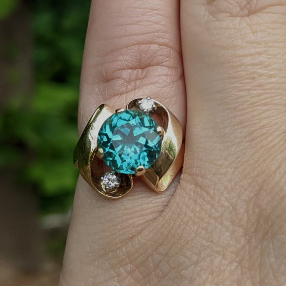14k Gold Aqua Tourmaline Ring - Picture 4 of 8